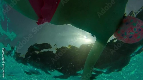 little girl relaxes in water doing the dead photo