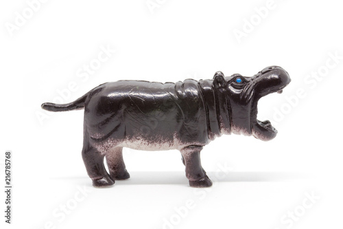 hippo model isolated on white background, animal toys plastic