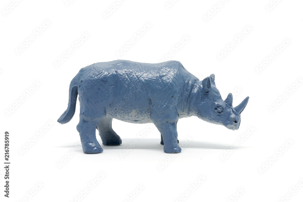 Rhinoceros model isolated on white background, animal toys plastic Rhinoceros model isolated on white background, animal toys plastic