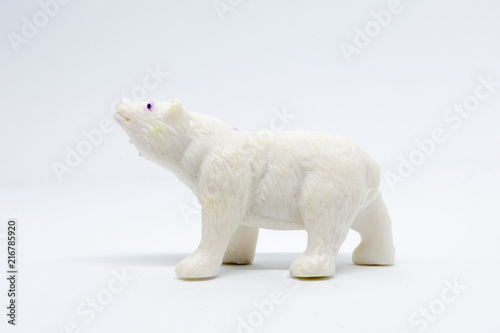 polar bear model isolated on white background  animal toys plastic