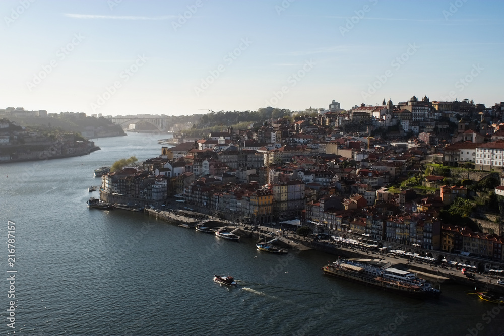 Overview of Ribeira district in Porto, Portugal.