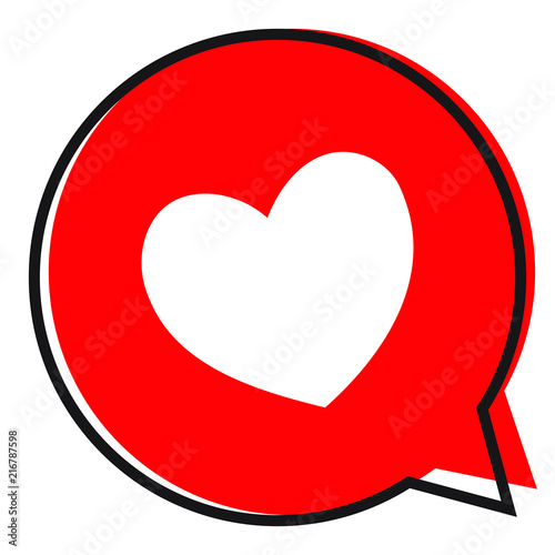 Heart in a red speech bubble, love icon, valentines day icon, vector