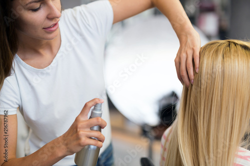 Portrait of a woman at the hair salon