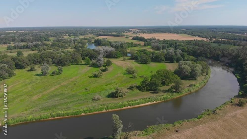 Winding river Warta in Poland, Shot in 4k with DJI Mavic, levels adjusted photo