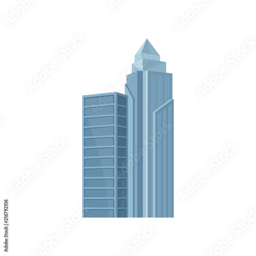 Flat vector icon of Hong Kong skyscraper. Modern Chinese building. Architecture theme. Element for poster or banner