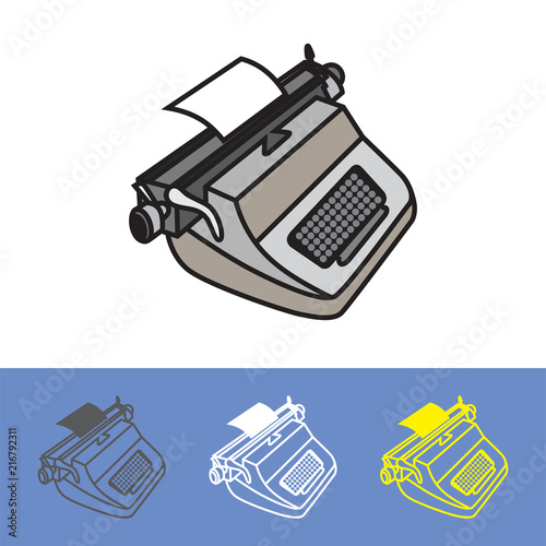 The typewriter with a clean sheet of paper.