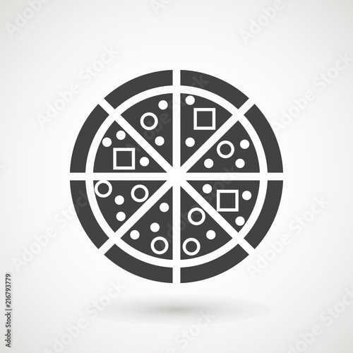 Pizza icon. Pizza in flat style isolated on white background. Food silhouette. Vector illustration Logo, Symbol