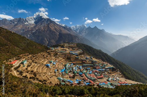 The village of Namche Bazar. Nepal.