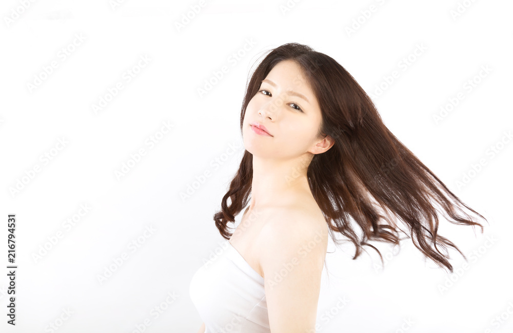 振り向く女性 なびく髪の毛 Stock 写真 Adobe Stock