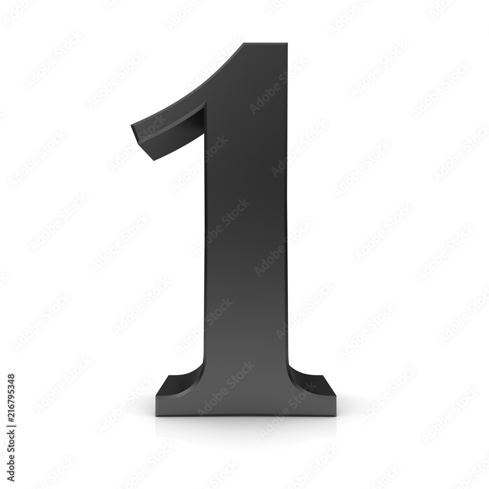 1 number one first black 3d isolated
