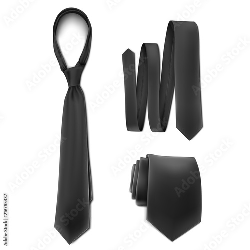 Vector. Mock Up. Black Set Necktie