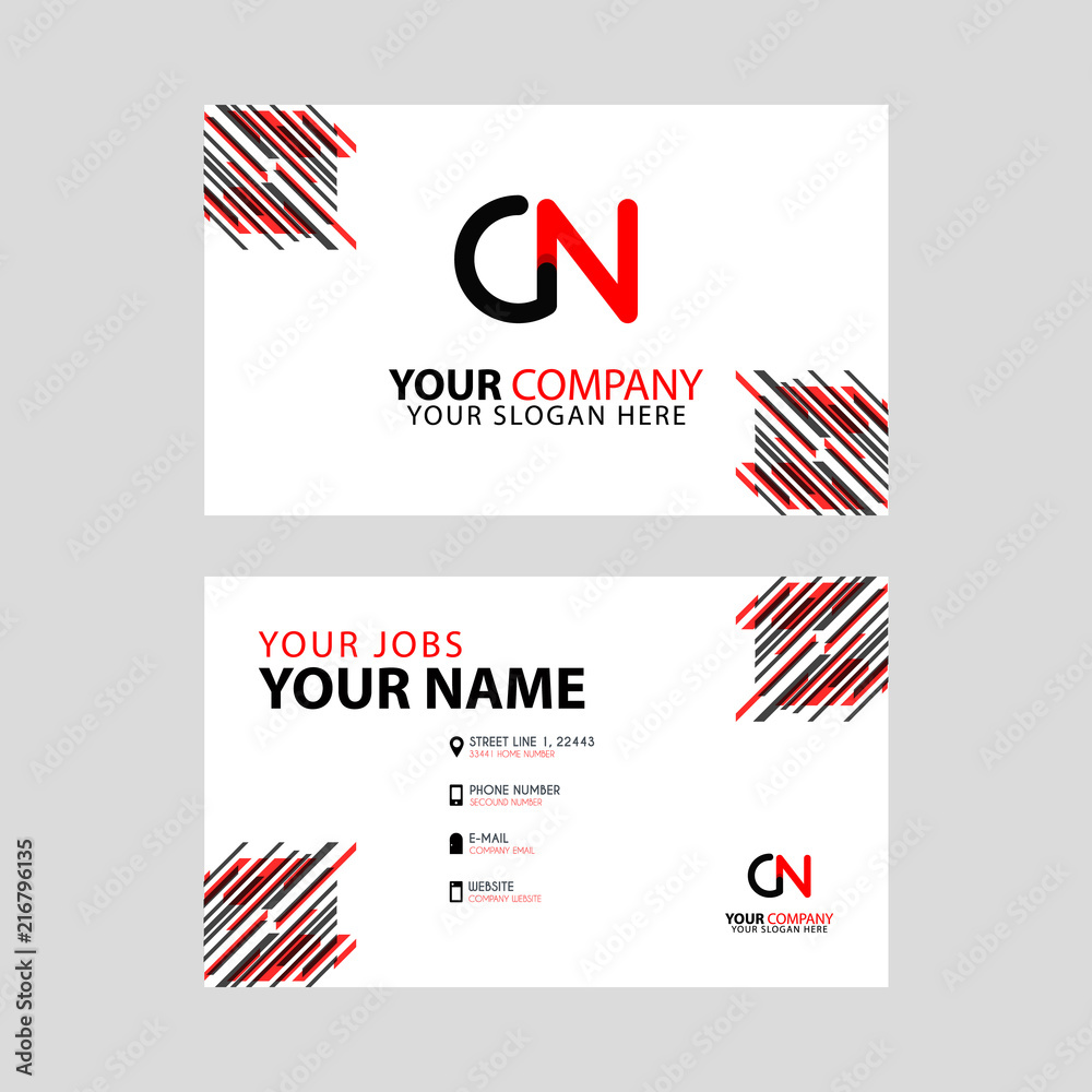 the CN logo letter with box decoration on the edge, and a bonus business card with a modern and horizontal layout.