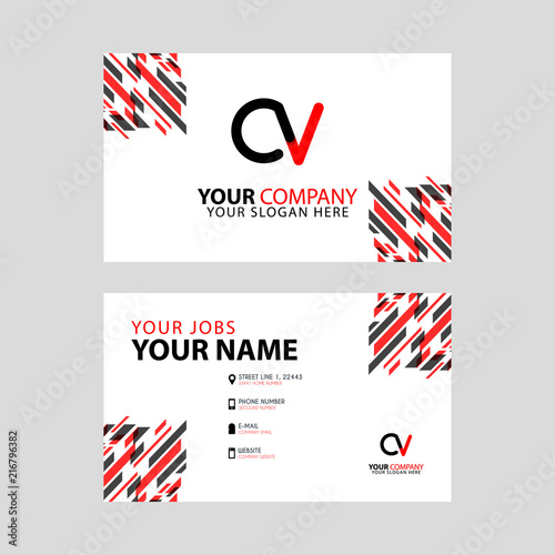 the CV logo letter with box decoration on the edge, and a bonus business card with a modern and horizontal layout.
