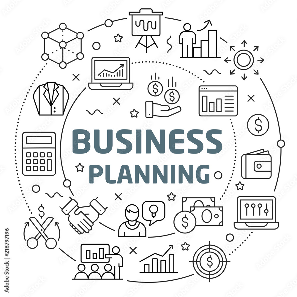 Flat lines illustration for presentation business planning