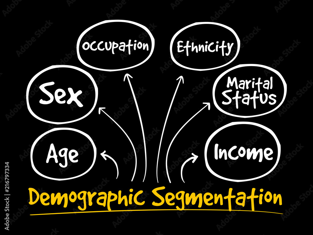 Vetor de Demographic segmentation mind map flowchart social concept for ...