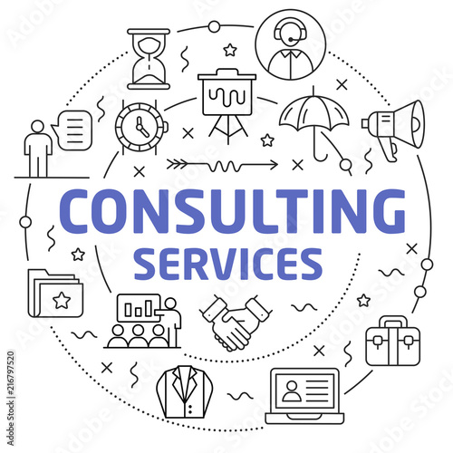Flat lines illustration for presentation consulting services