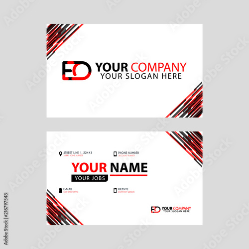 Letter EO logo in black which is included in a name card or simple business card with a horizontal template.