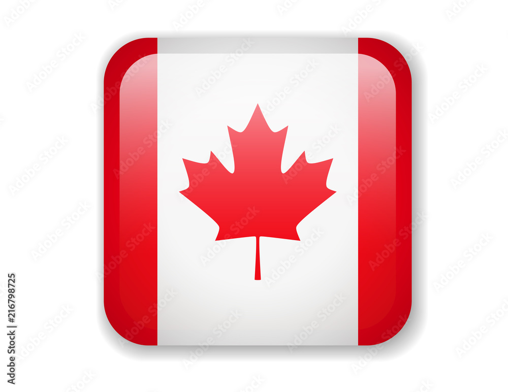 Canada Flag. Bright Square Icon on a white background Canada Flag. Bright Square Icon on a white background