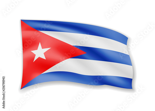 Waving Cuba Flag on white. American Flag in the Wind.