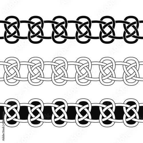 Set of Seamless Celtic national ornament interlaced ribbon isolated on white background. Element for graphic design.