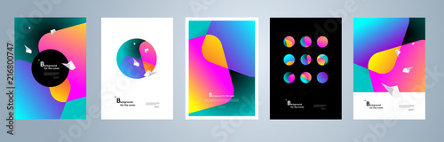 Modern abstract covers set, minimal geometric backgrounds, posters from multi-colored gradients