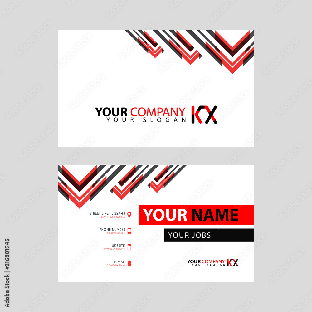 The new simple business card is red black with the KX logo Letter bonus and horizontal modern clean template vector design. The new simple business card is red black with the KX logo Letter bonus and horizontal modern clean template vector design.