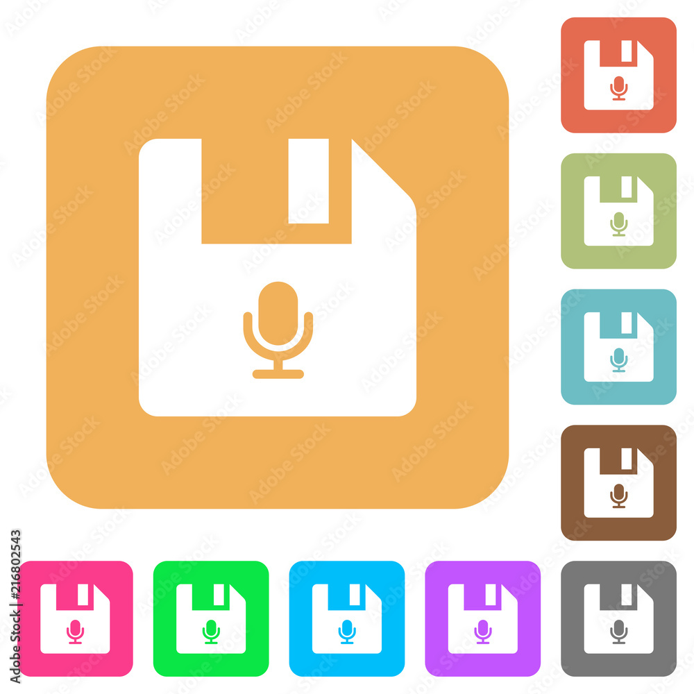 Voice file rounded square flat icons Voice file rounded square flat icons