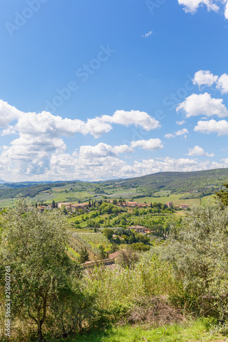 Village in a valley in the Italian idyllic landscape