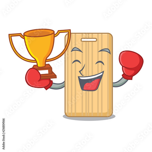 Boxing winner wooden cutting board mascot cartoon