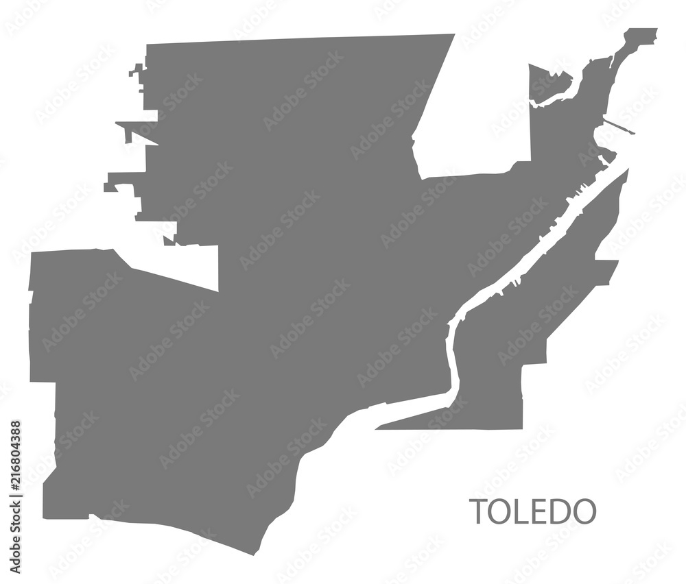 Toledo Ohio city map grey illustration silhouette shape