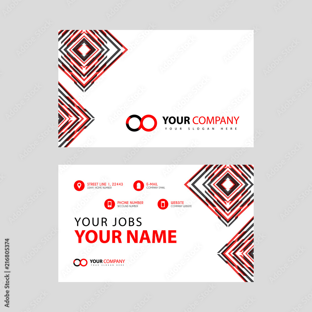 Letter OO logo in black which is included in a name card or simple business card with a horizontal template.