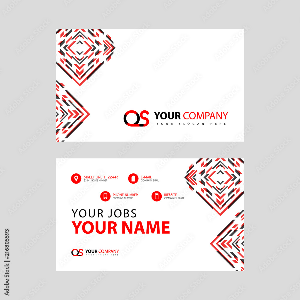 Letter OS logo in black which is included in a name card or simple business card with a horizontal template.