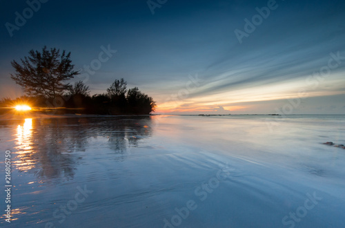 Long expose seascape during Blue Hour at Kudat, Malaysia. soft focus due to long expose.
