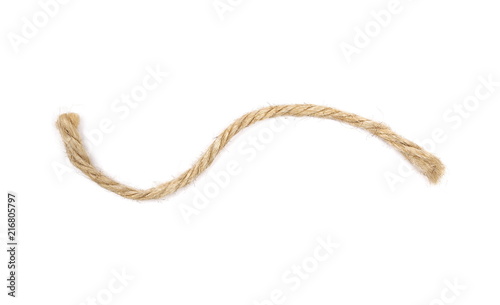 String, rope isolated on white background texture, top view