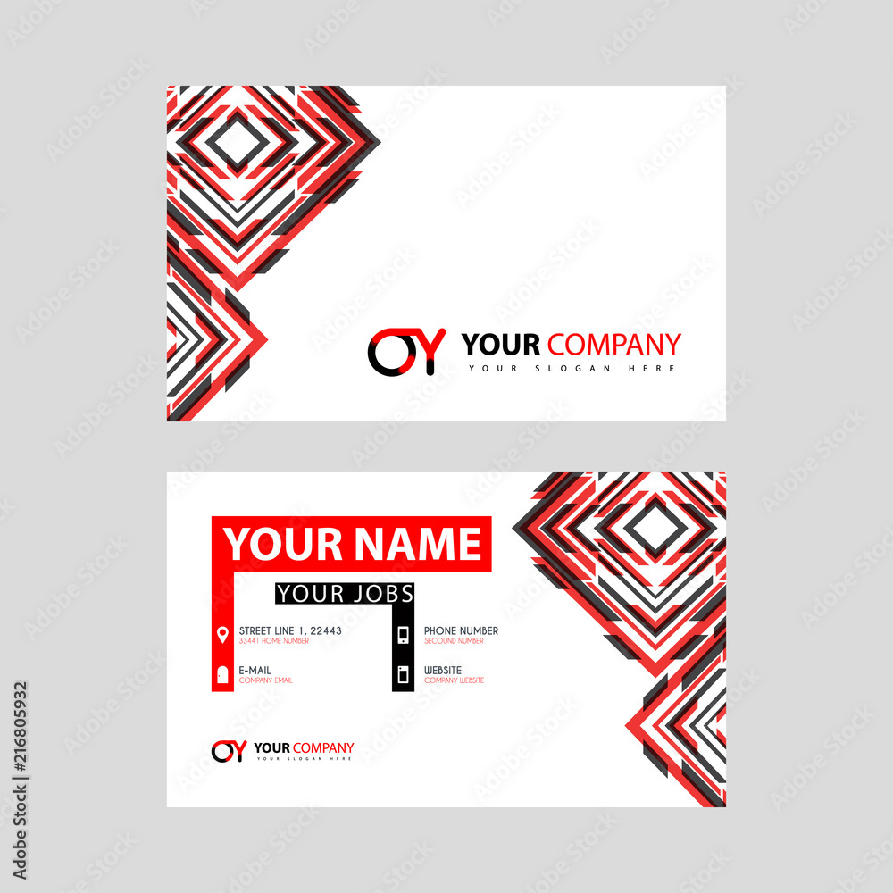 Obraz premium Letter OY logo in black which is included in a name card or simple business card with a horizontal template.