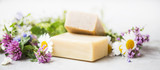 Natural handmade skincare. Organic soap bars with plants extracts