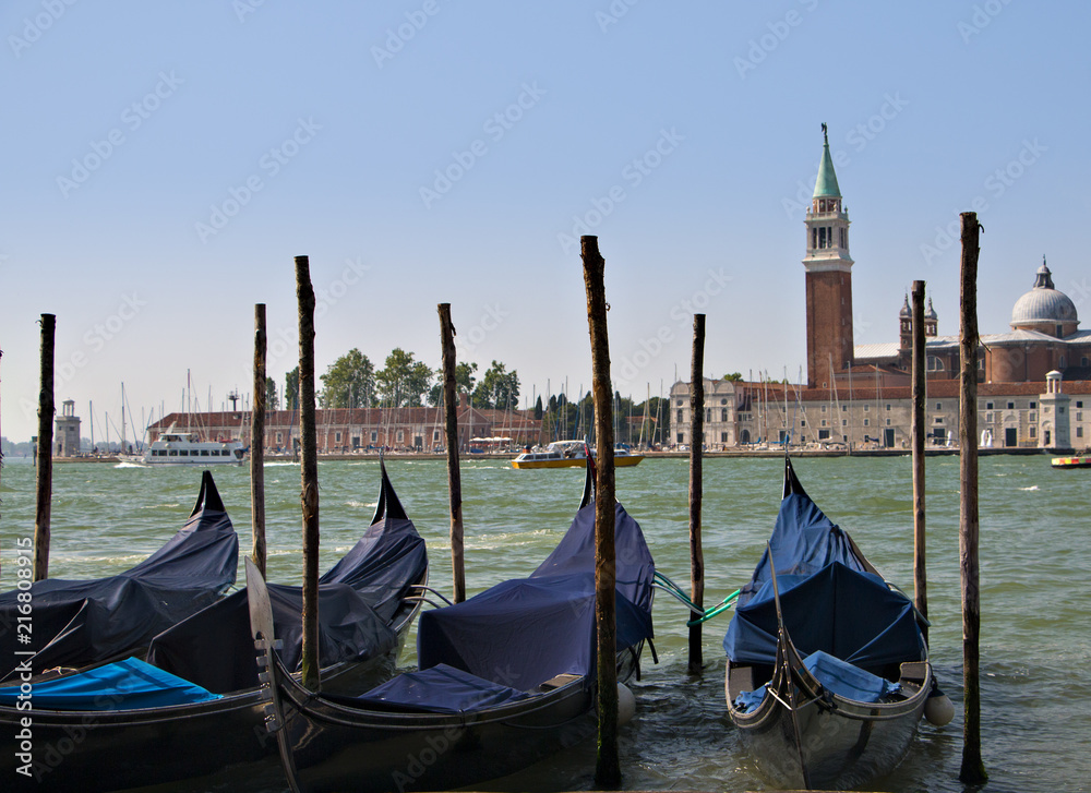 Gondolas parking in Venice