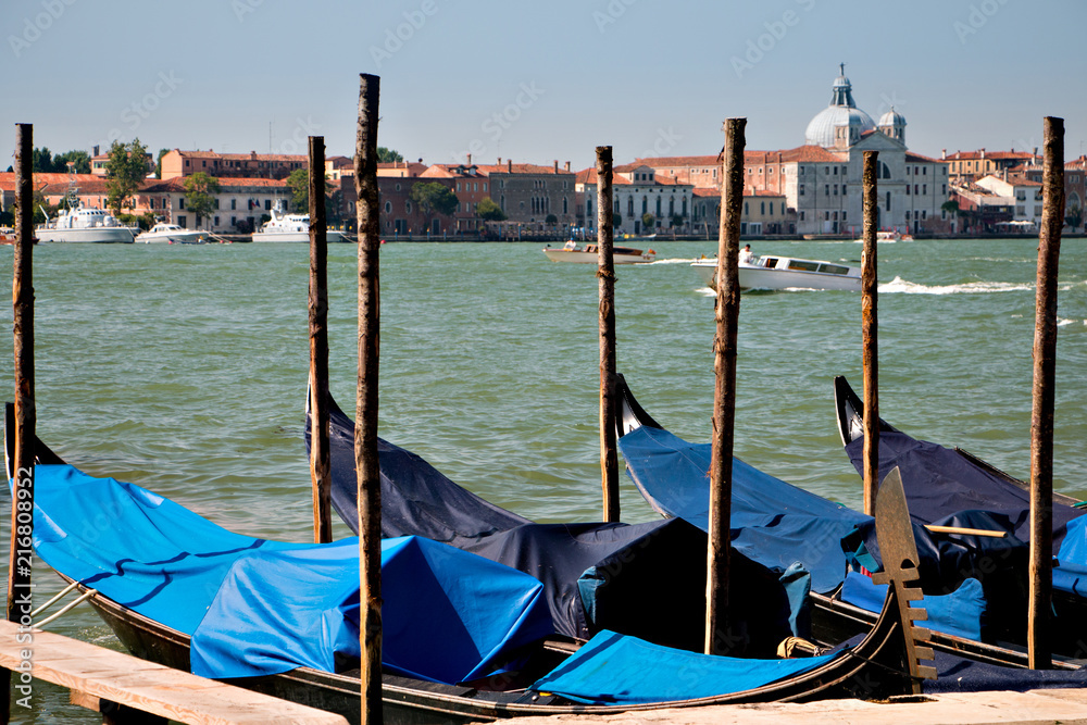 Gondolas parking in Venice