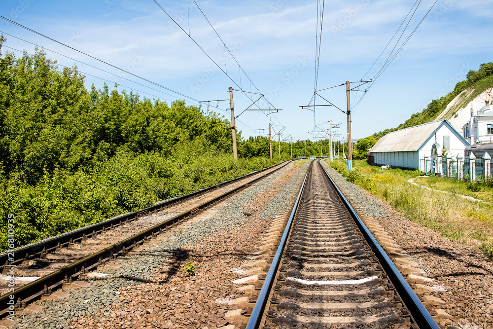 The railway goes to the distance The railway goes to the distance