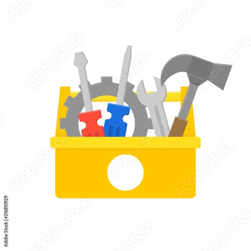 tool box and equipment icon, maintenance and repair service concept, flat design