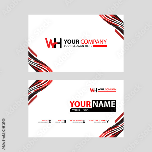 the WH logo letter with box decoration on the edge, and a bonus business card with a modern and horizontal layout.