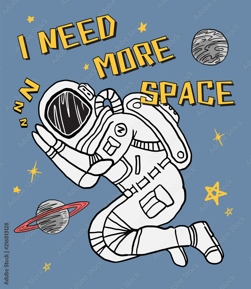Astronaut sleeping in space. Graphic tee. vector design for t-shirt printing and embroidery apparel. 