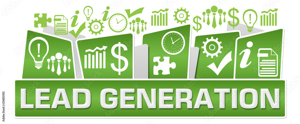 Fototapeta premium Lead Generation Business Symbols On Top Green 