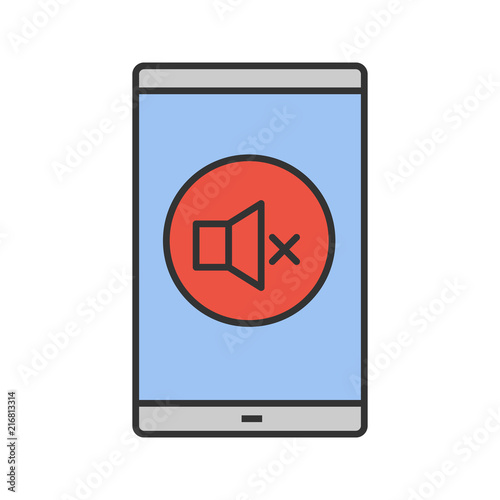 Smartphone sound turning off color icon