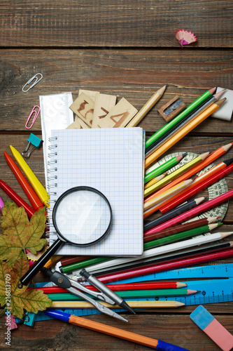 schoolboy items on the table