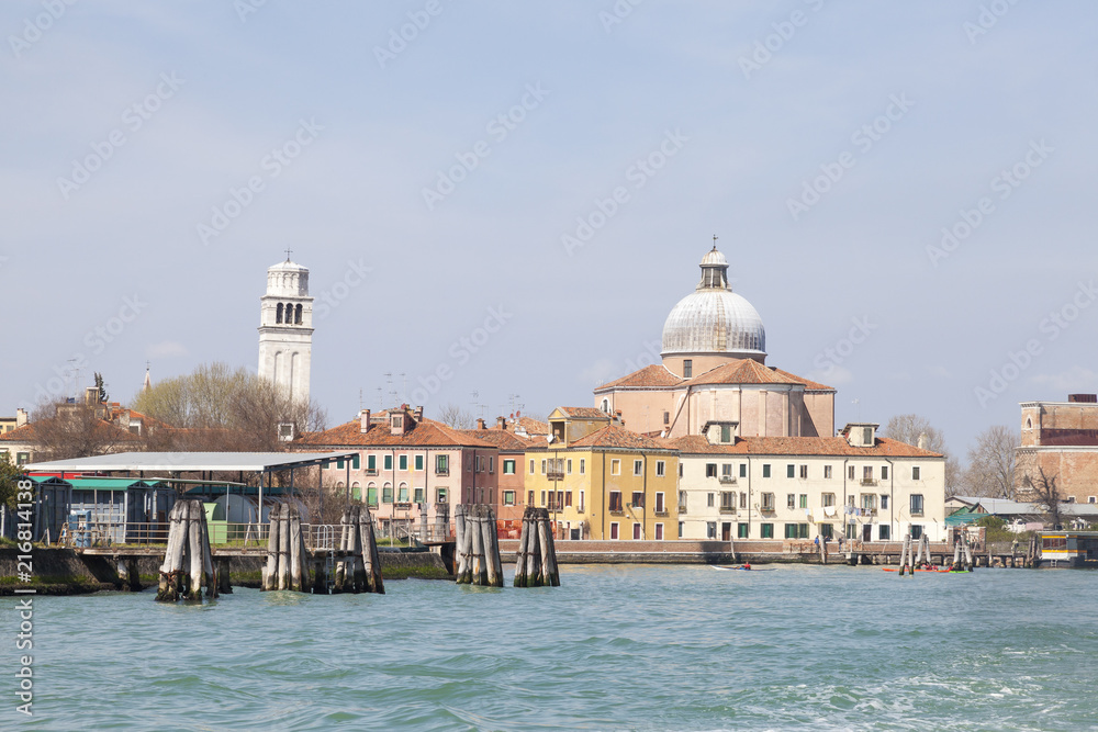 The island of San Pietro di Castello, Venice, Veneto, Italy from the Venetian lagoon 