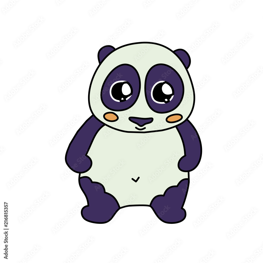 Coloured panda line icon