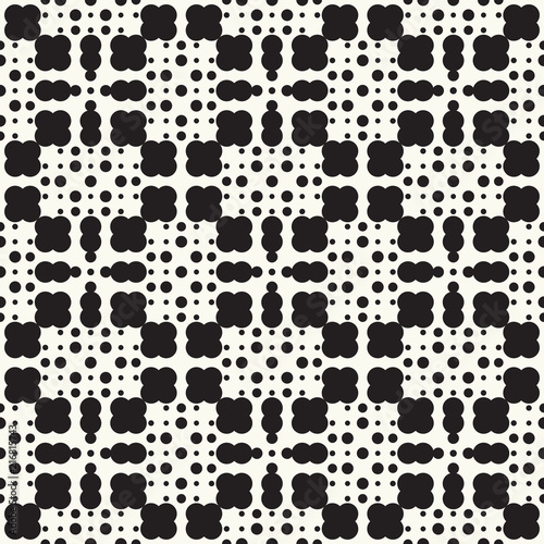 Seamless pattern halftone design. Modern textile print with cute dots. Vector fashion background. Grid of circles.
