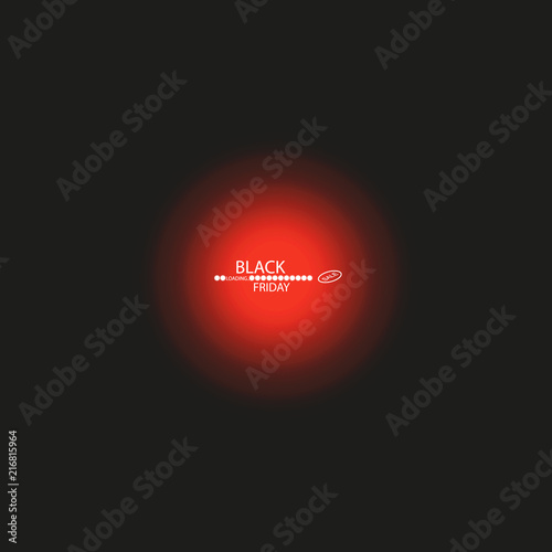 Black Friday sale poster or banner. Glowing colorful circle with red light effect on black abstract background. Design template for shopping