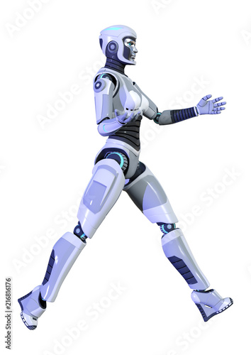 3D Rendering Female Robot on White © photosvac